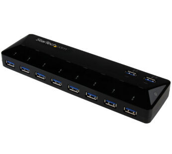 StarTech.com Concentrador USB 3.0 de 10 Puertos – Ladrón con Puertos de Carga y Sincronización